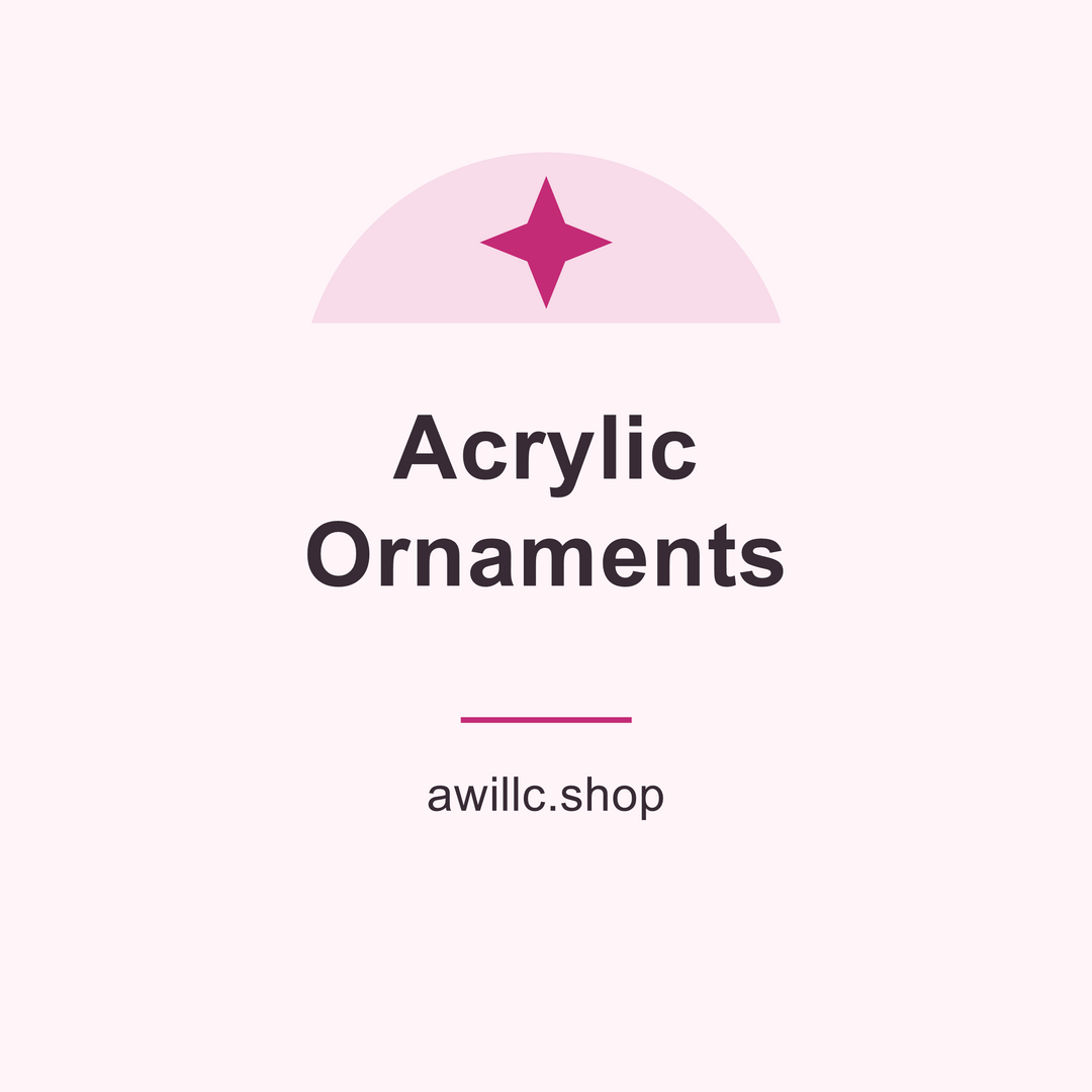 Acrylic Ornaments collection cover with dark lettering on a pale pink background.