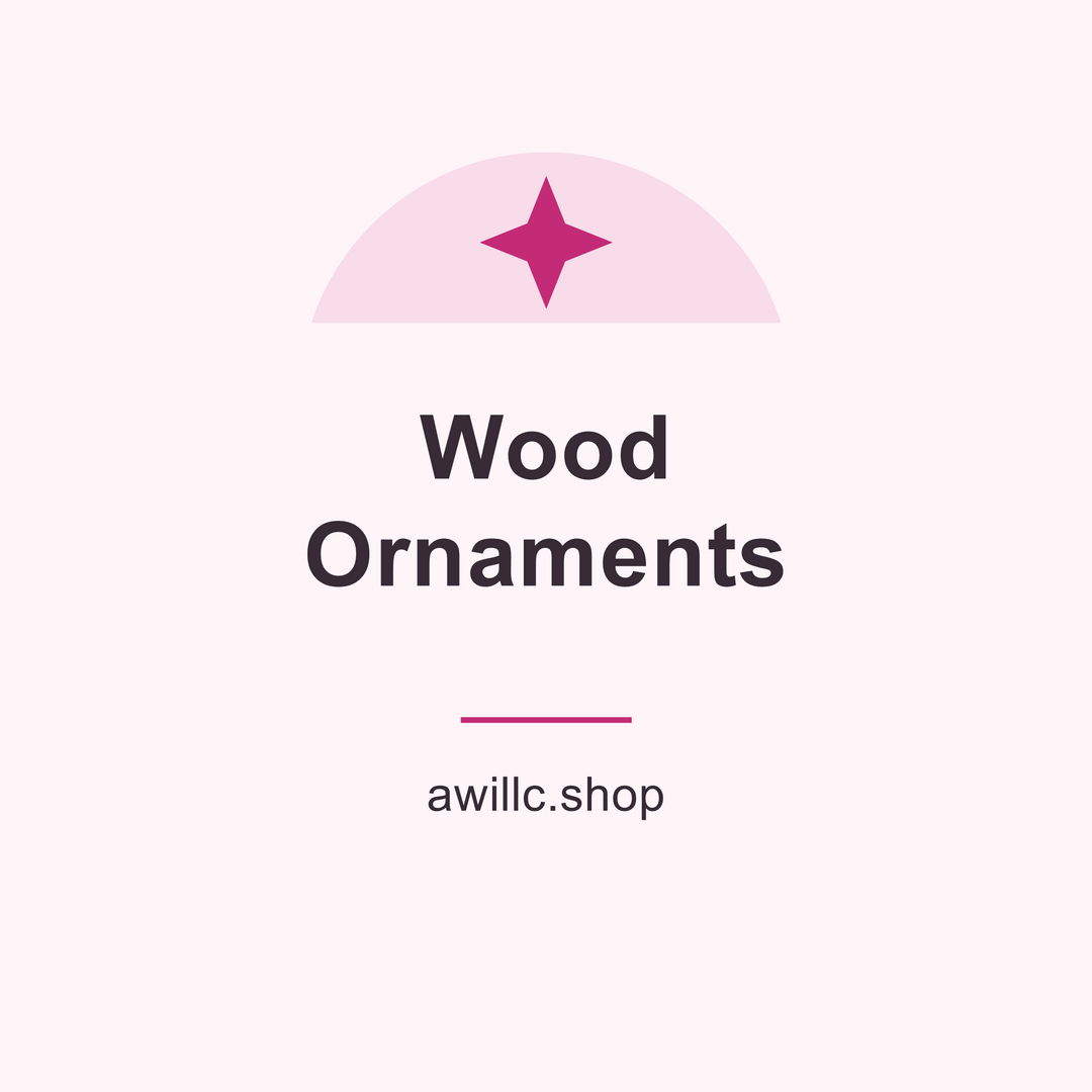 Wood Ornaments collection cover with dark lettering on a pale pink background.