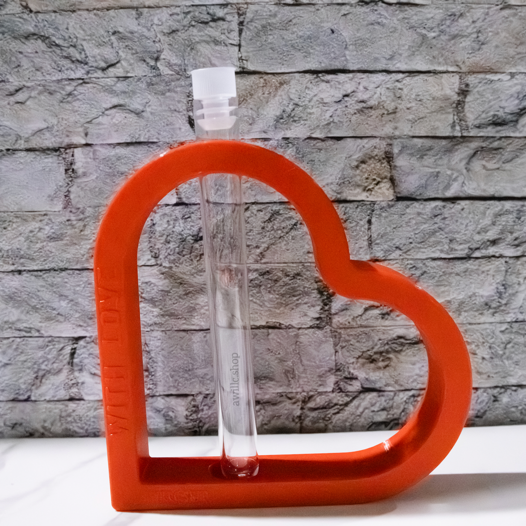 3D Heart Vase Red-awillc.shop