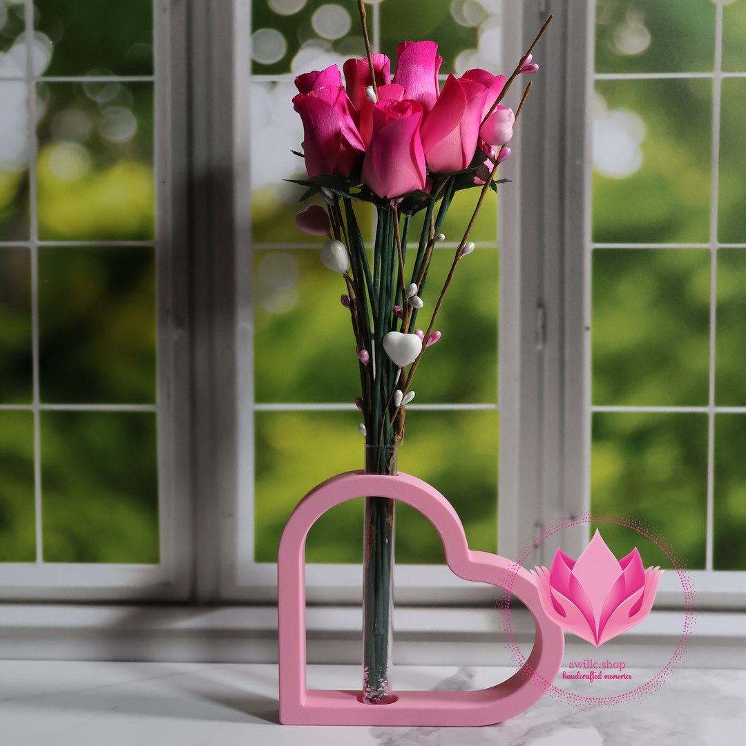 Wooden Roses w/vase -awillc.shop