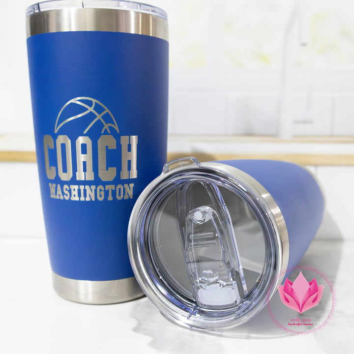 Engraved Coach Tumbler Side by-awillc.shop