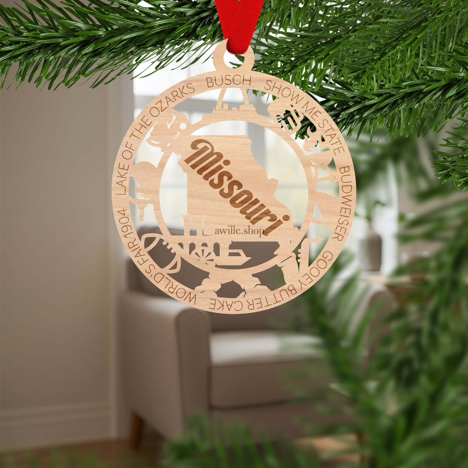 Missouri State Ornament Personalized Wooden State Keepsake Missouri Gift Show Me State Decor