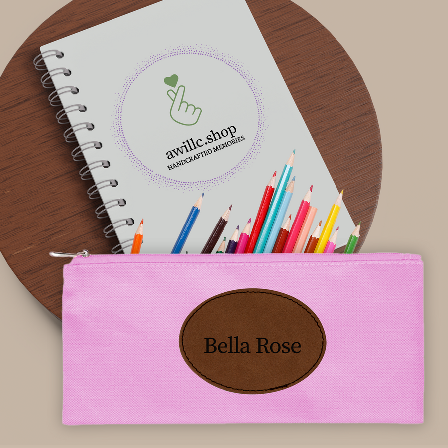 Engraved patch pencil case Baby Pink-awillc.shop