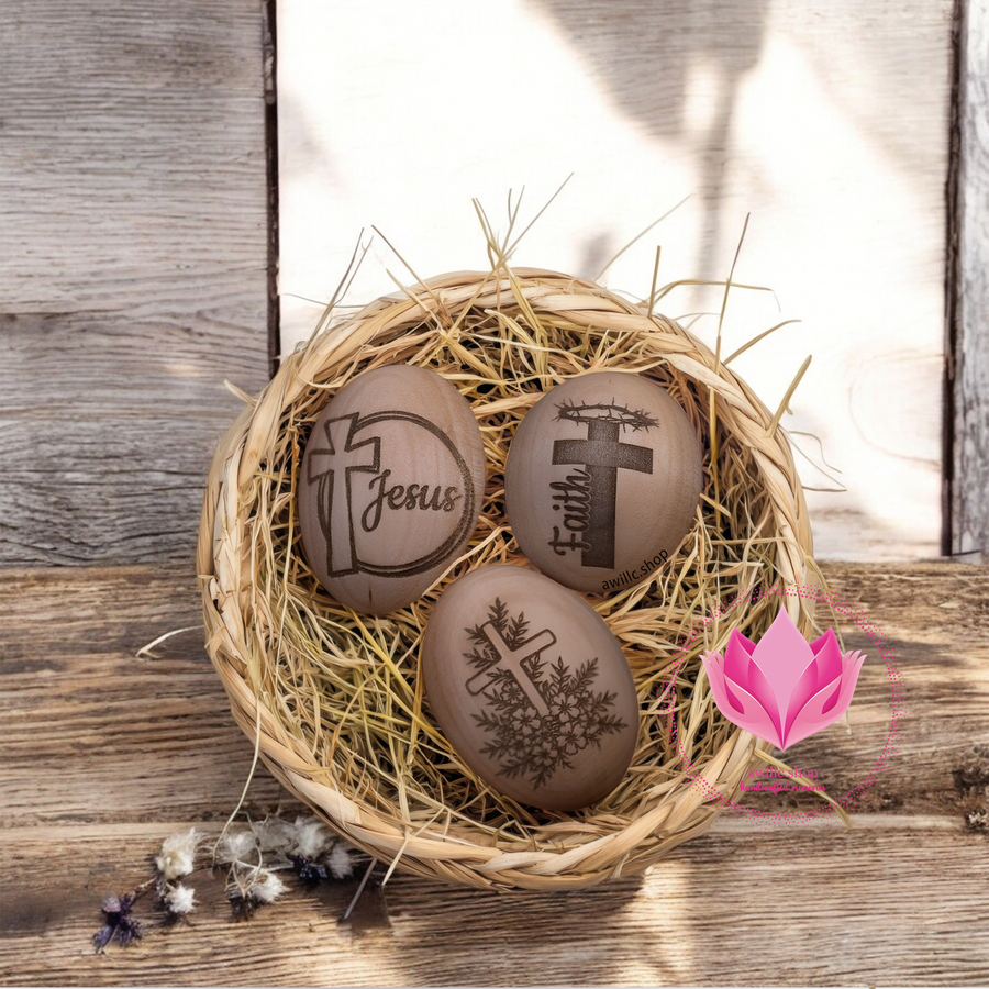 Engraved Eggs in Basket