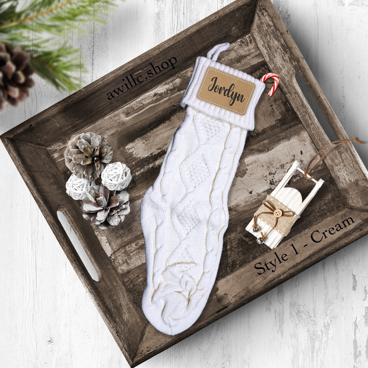 Personalized Knitted Stocking Style1 Cream-awillc.shop