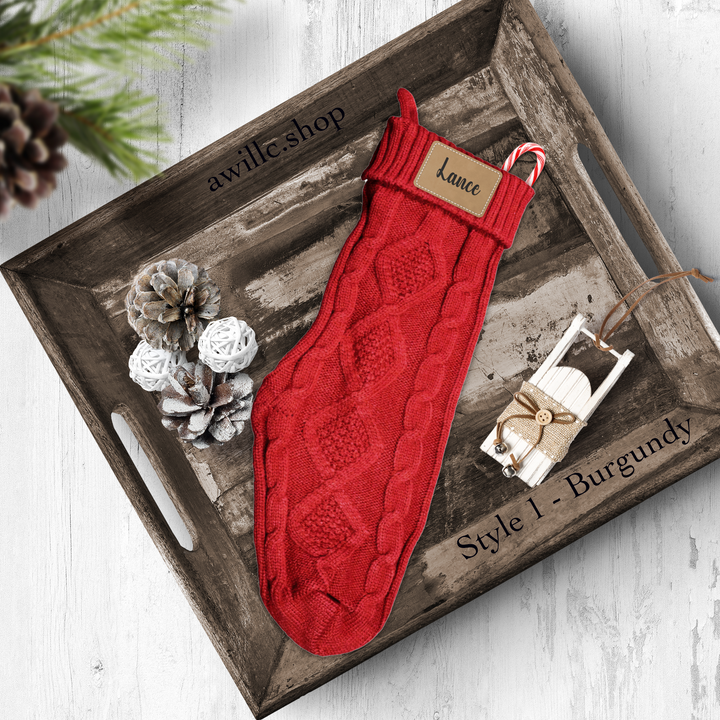 Personalized Knitted Stocking Style1 Red-awillc.shop