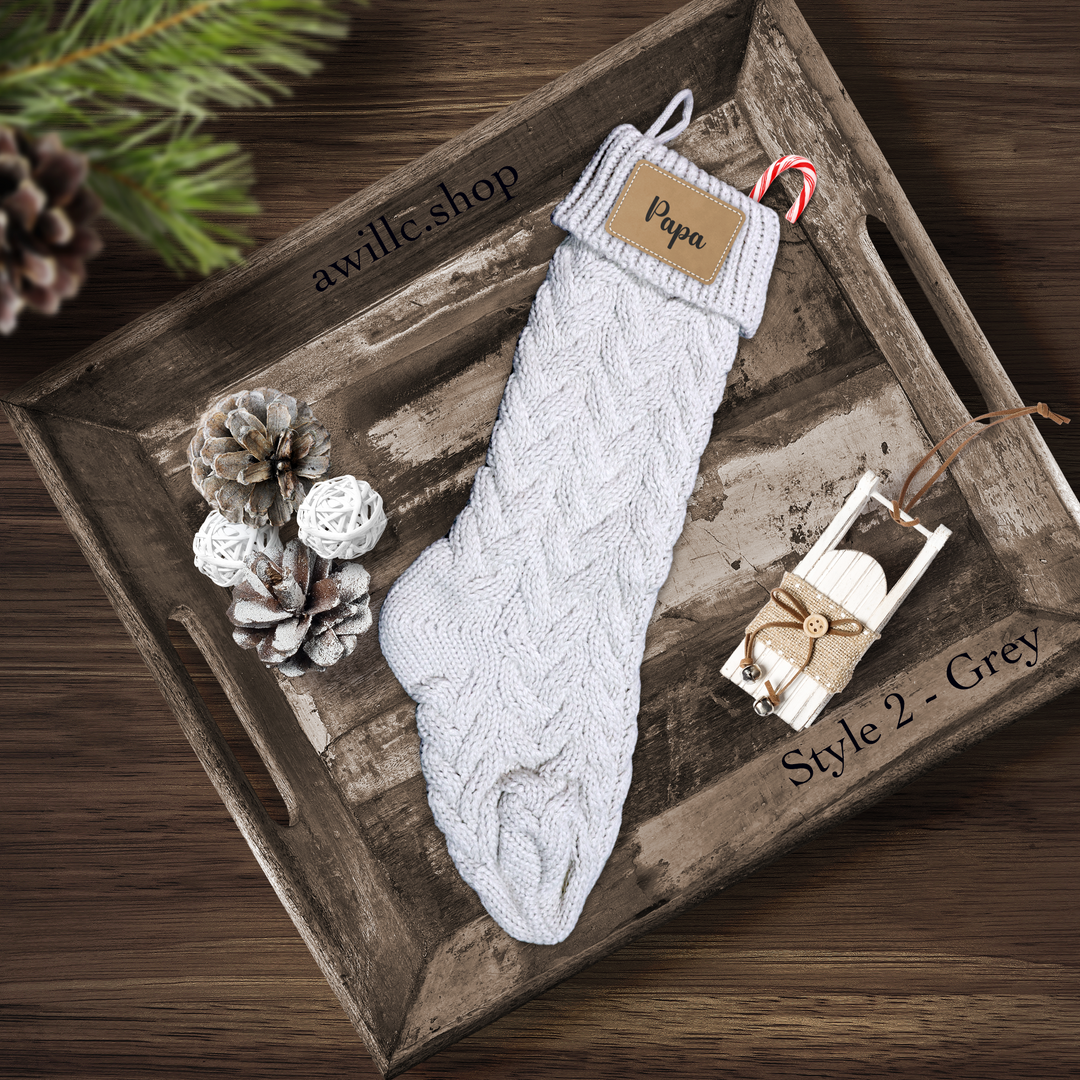 Personalized Knitted Stocking Style2 Grey-awillc.shop