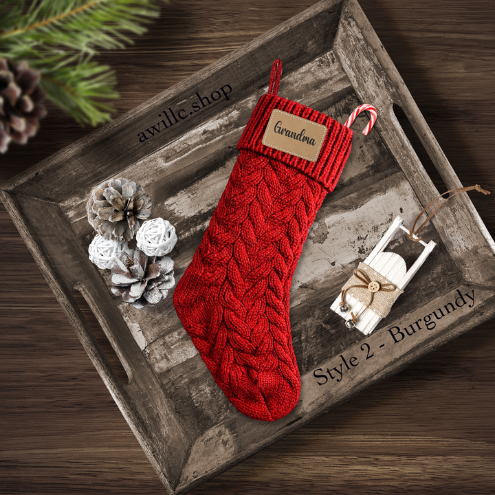 Personalized Knitted Stocking Style2 Red-awillc.shop
