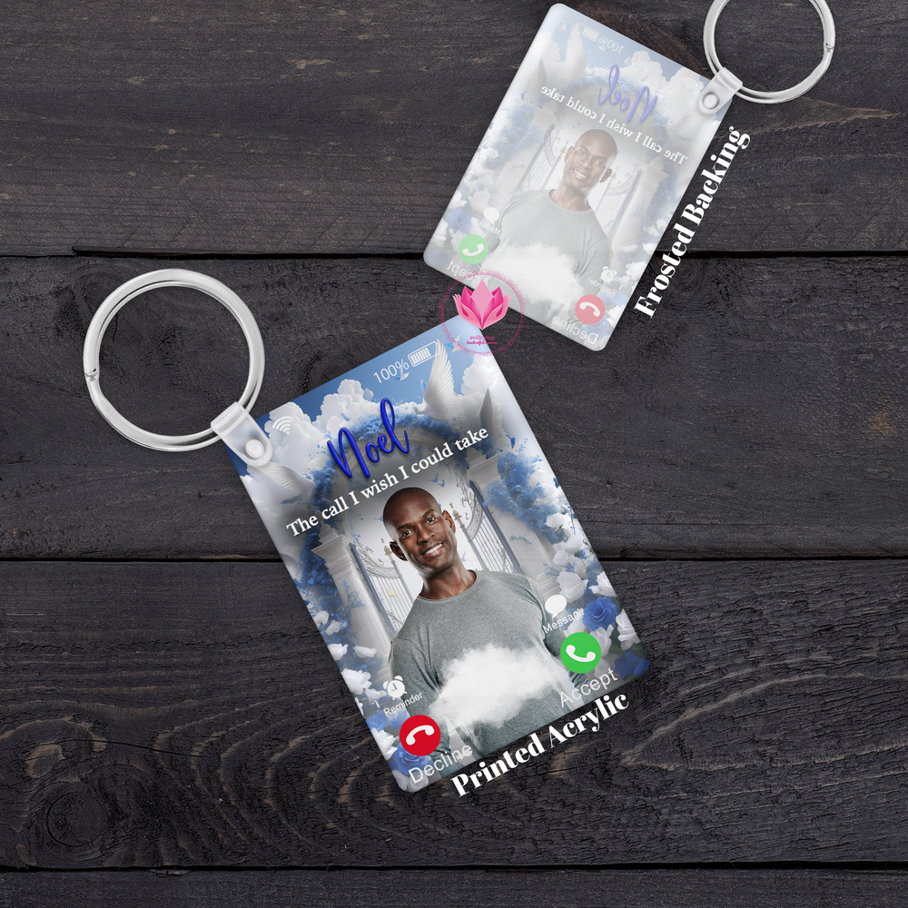 Printed Photo Acrylic Memorial Keychains Blue-awillc.shop