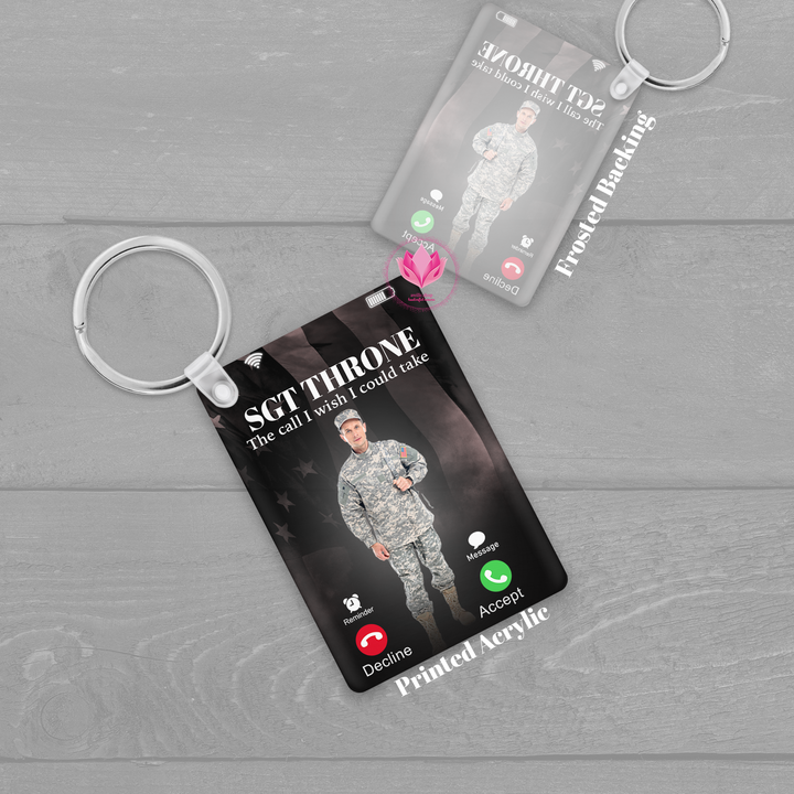 Printed Photo Acrylic Memorial Keychains Military -awillc.shop