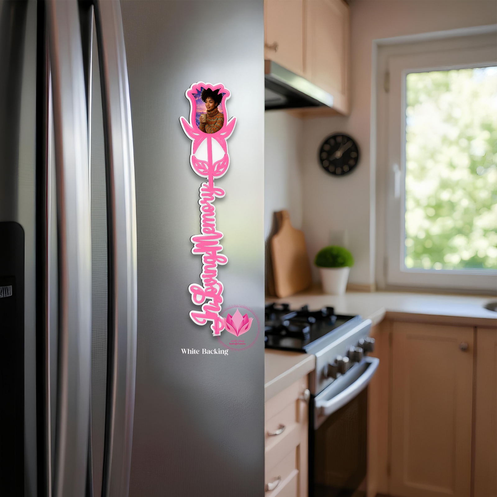 Personalized In Loving Memory Rose Acrylic Magnet White 
or Stand Display