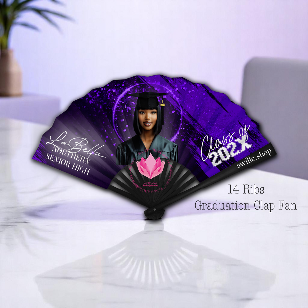 Printed Grad Clap Fan Purple -awillc.shop