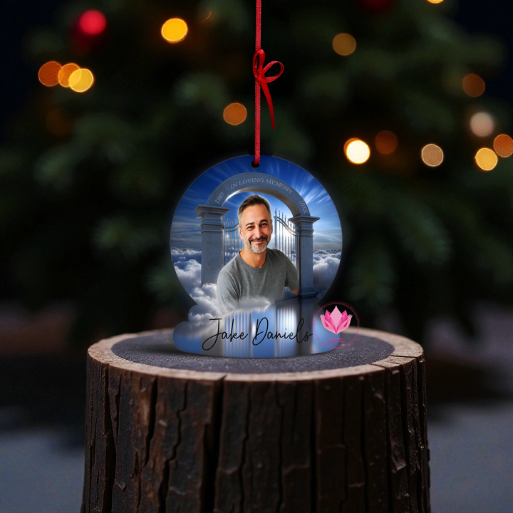 Custom Memorial Ornament Personalized Photo Keepsake In Loving Memory Gift Acrylic Globe.
