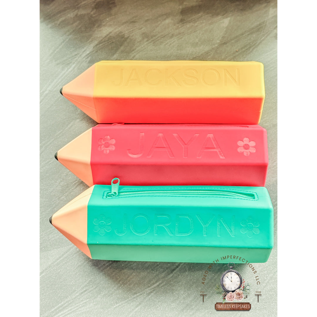 Engraved Back To School Silicone Pouch