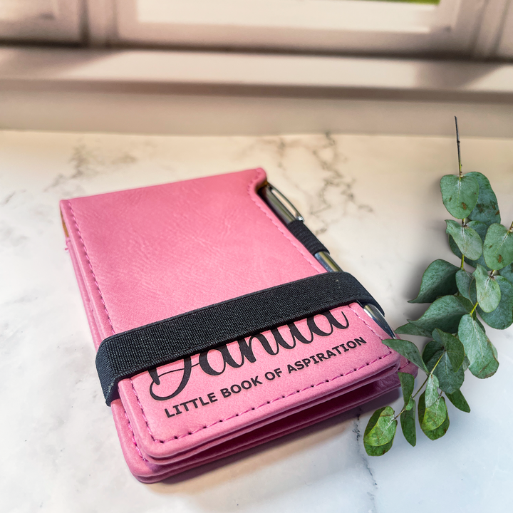 Personalized Leatherette Mini Notepad with Pen -awillc.shop